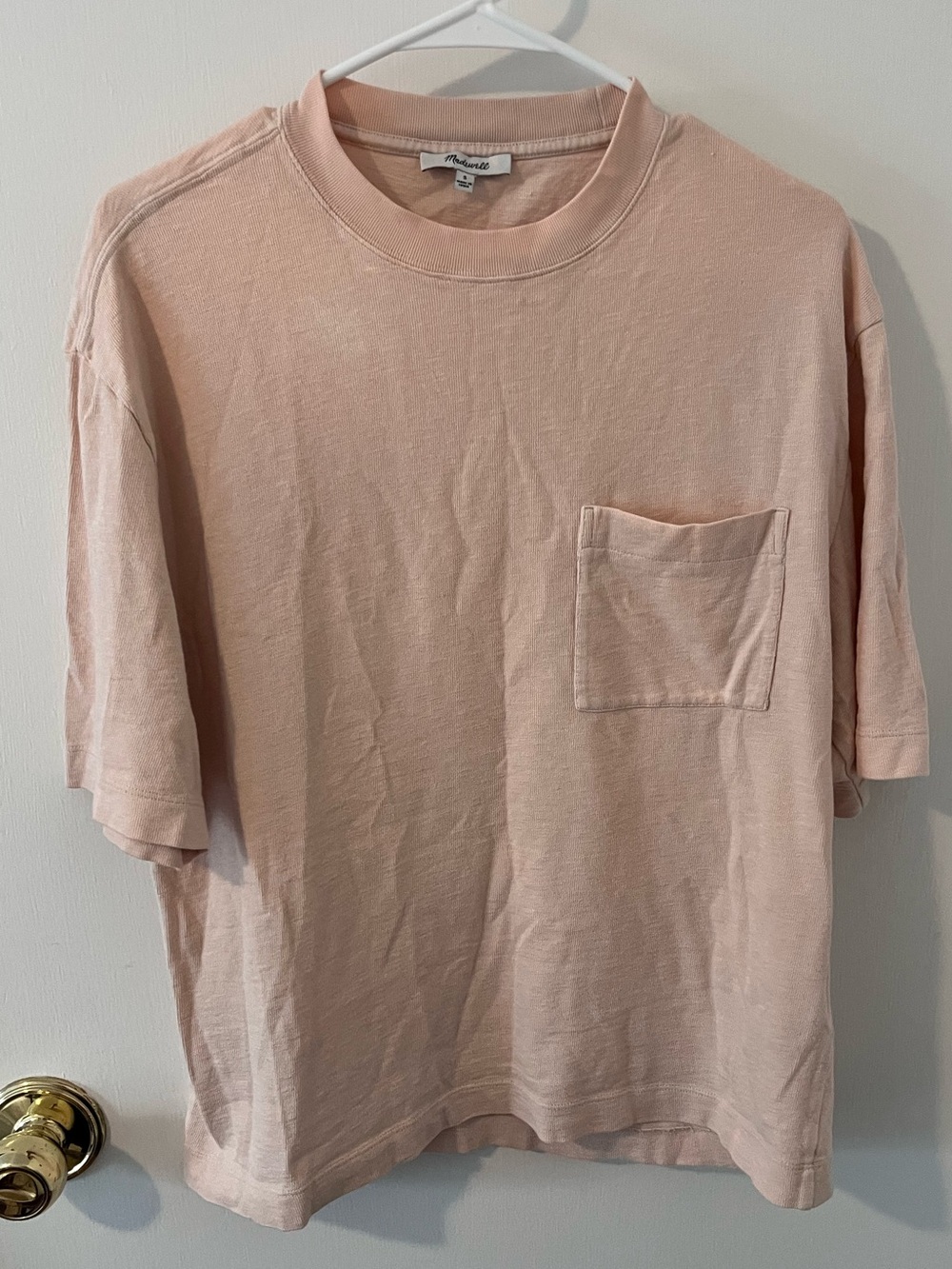 Madewell Men’s Boxy Pocket Tee in Weekend Slub Short Sleeve Ribbed Pink Small